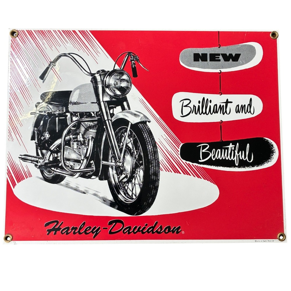 Harley Davidson Sign 1952 K-Model‎ Red Porcelain Steel Ande Rooney Retro